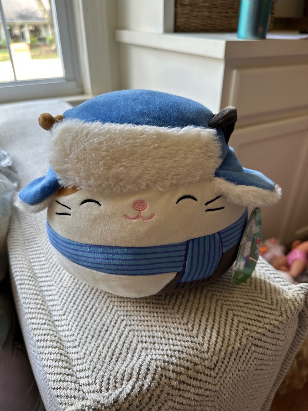 Squishmallow Holiday Cam - Plush Cat Winter Hat Stuffed Toy - Kids Accessory